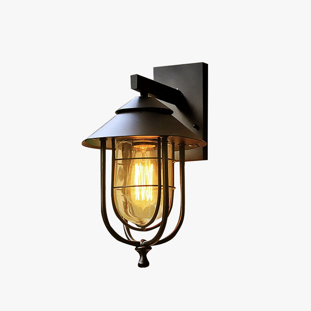 Alessio Vintage Farol Metal LED Aplique de Pared Exterior Negro