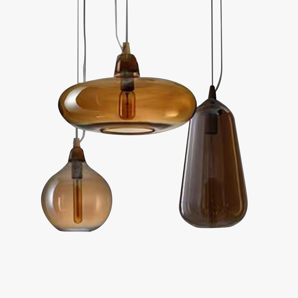 Hailie Diseño Vidrio/Metal Lámpara Colgante Marrón