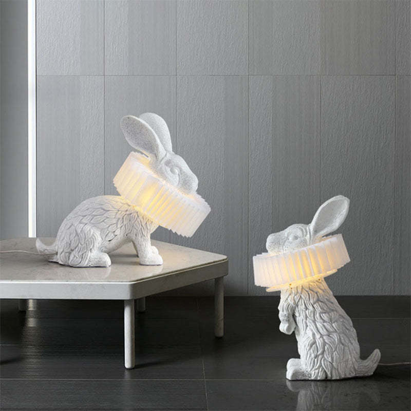 Alice Moderna Diseño Resina Coneja Lámpara de Mesa Blanca