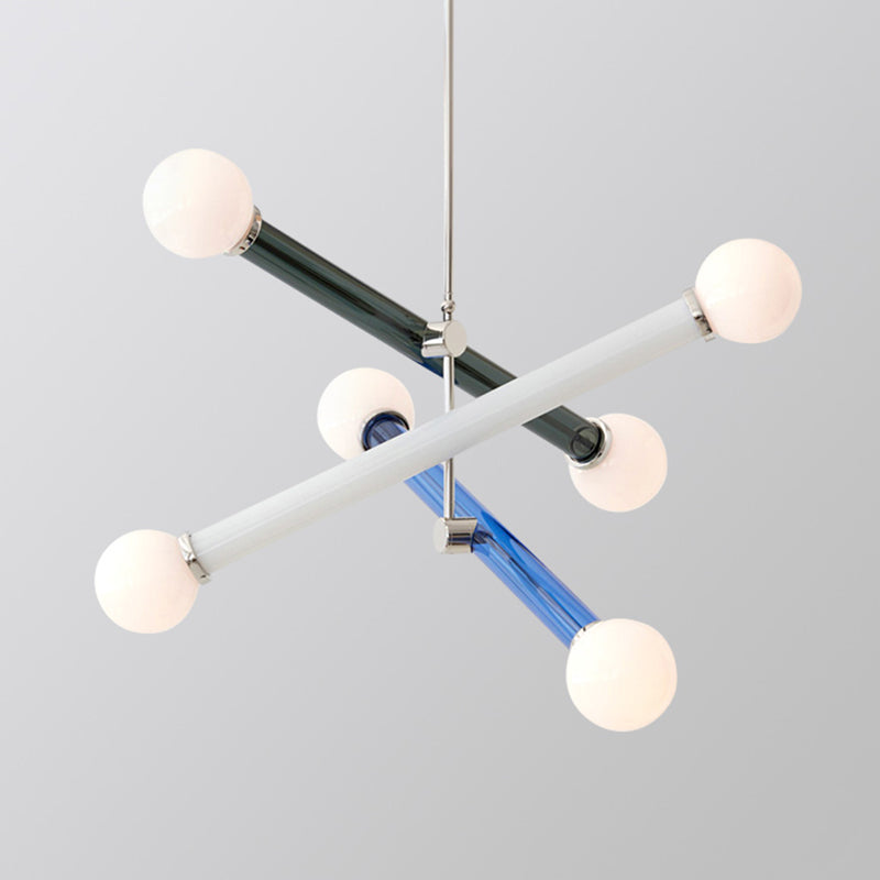 Avi Diseño Lineal Multiple Metal/Vidrio Lámpara Colgante, LED, Blanca