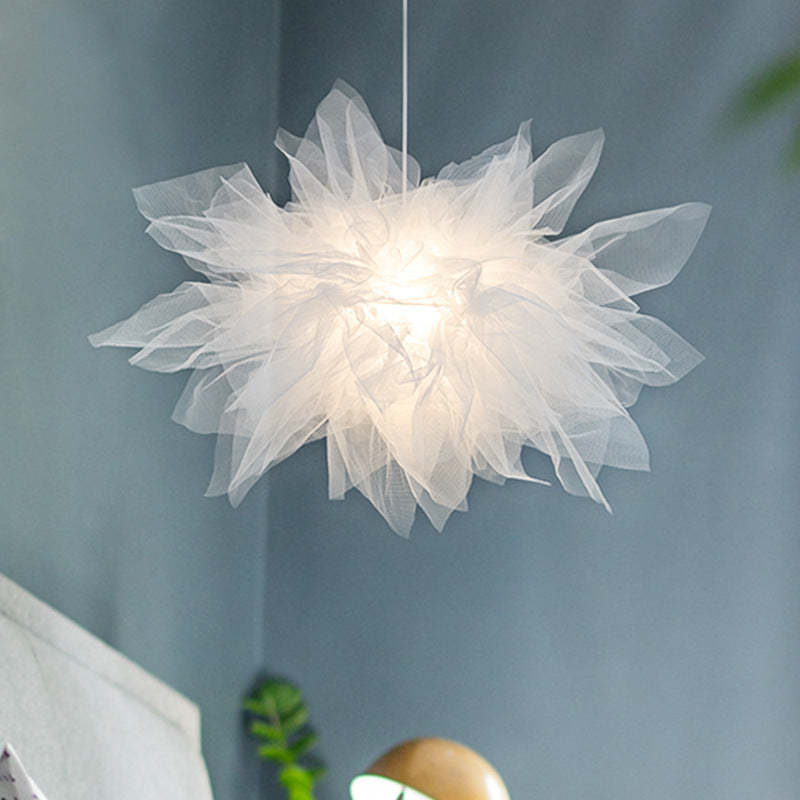 Bella Nórdica Diseño Flor Textil Lámpara Colgante Blanca