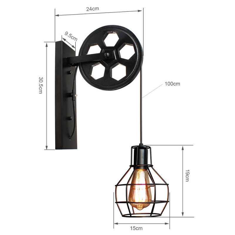 Alessio Vintage Industrial LED Aplique de Pared Bronce/Negra