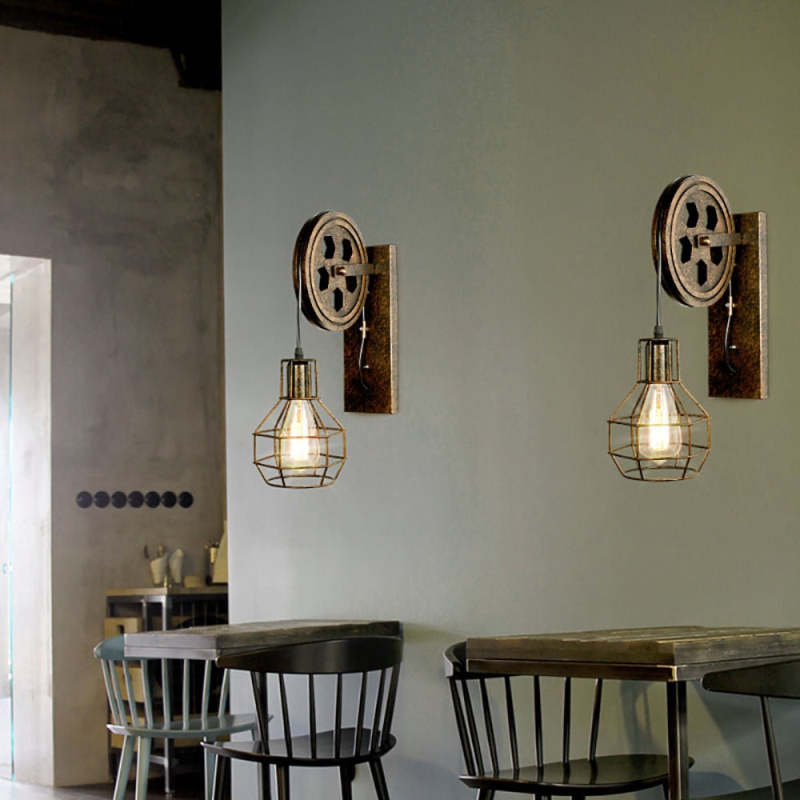 Alessio Vintage Industrial LED Aplique de Pared Bronce/Negra