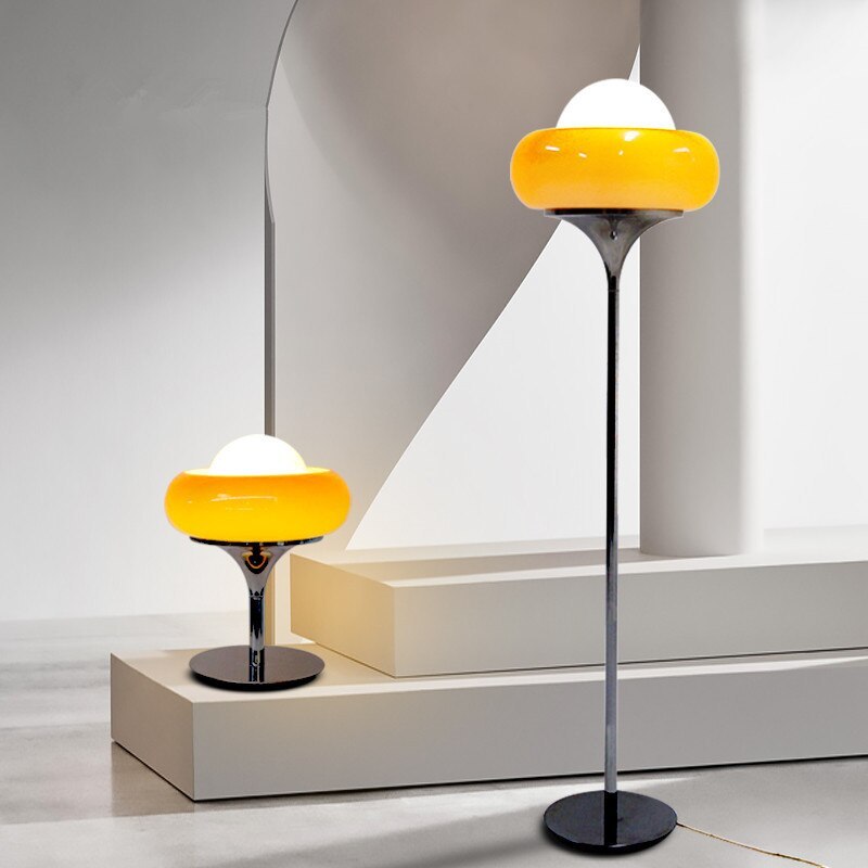 Morandi Moderna Simple Metal/Vidrio LED Lámpara de Pie, Naranja