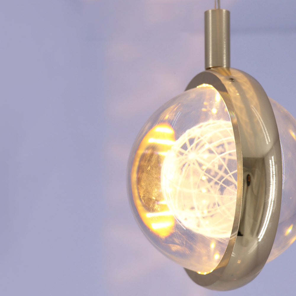 Kady Diseño Esfera Cristal Lámpara Colgante Dorada