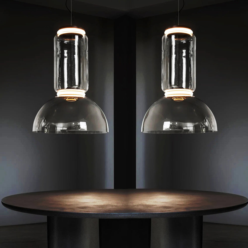 Hailie Moderna Minimalista Diseño Lámpara Colgante, Negra, Metal/Vidrio