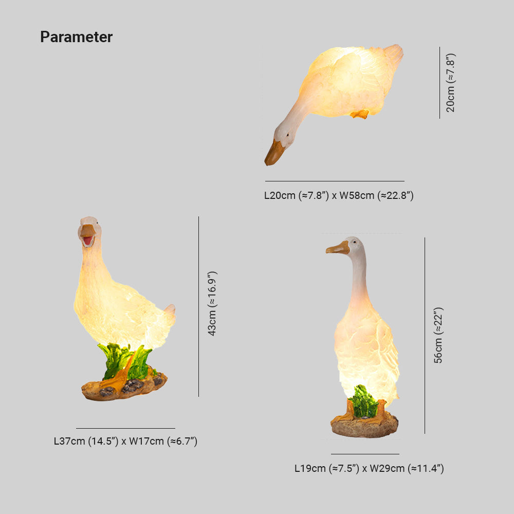 Minori Moderna Decorativa Ganso Resina Solar Lámpara Exterior