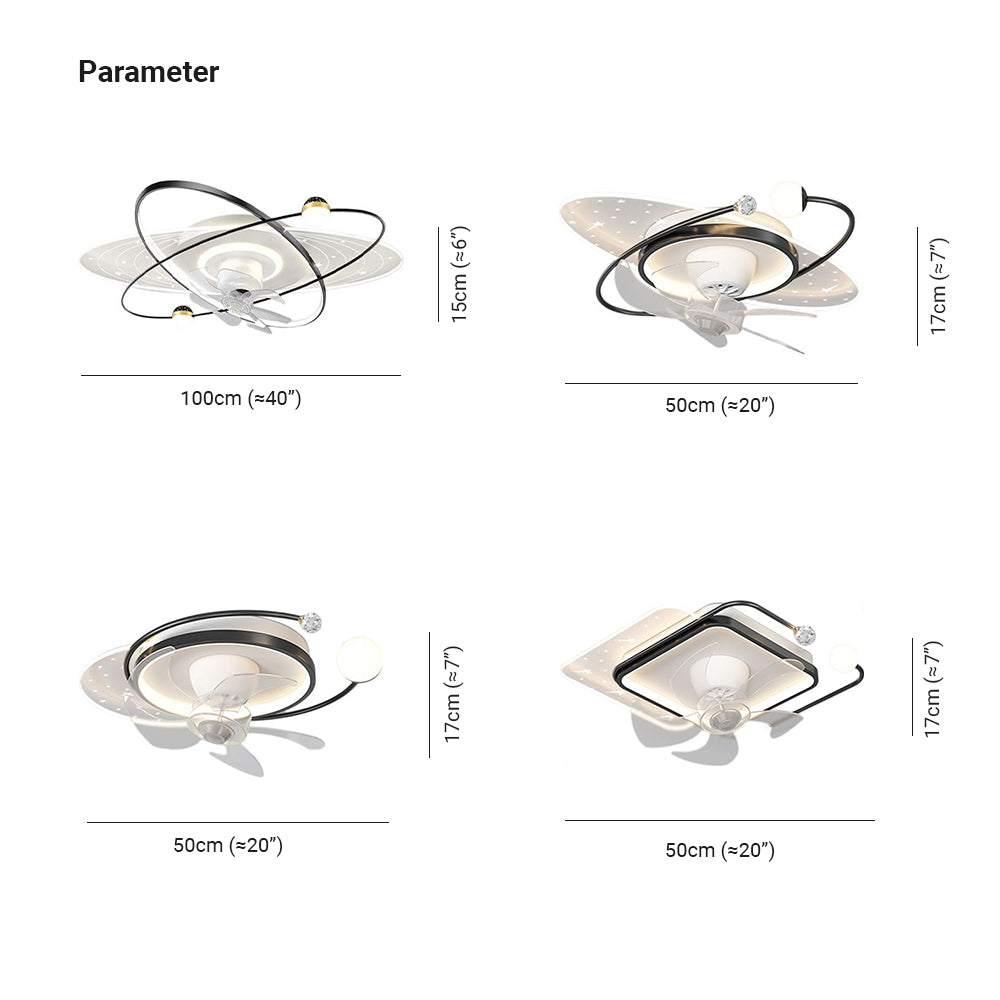 Madina Ventilador de techo con Luz sin aspas Estrellado, 4 Estilos, Motor dc, ∅50/100CM