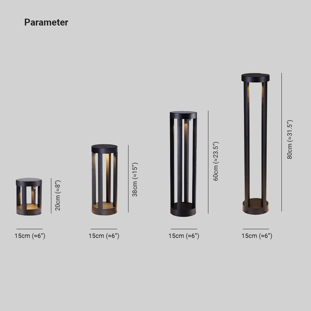 Pena Minimalista Cilíndrica Metal Solar Lámpara De Pie Exterior