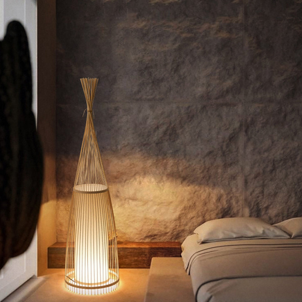 Ozawa Lámpara de Pie de Ratán Tejida Minimalista Diseño