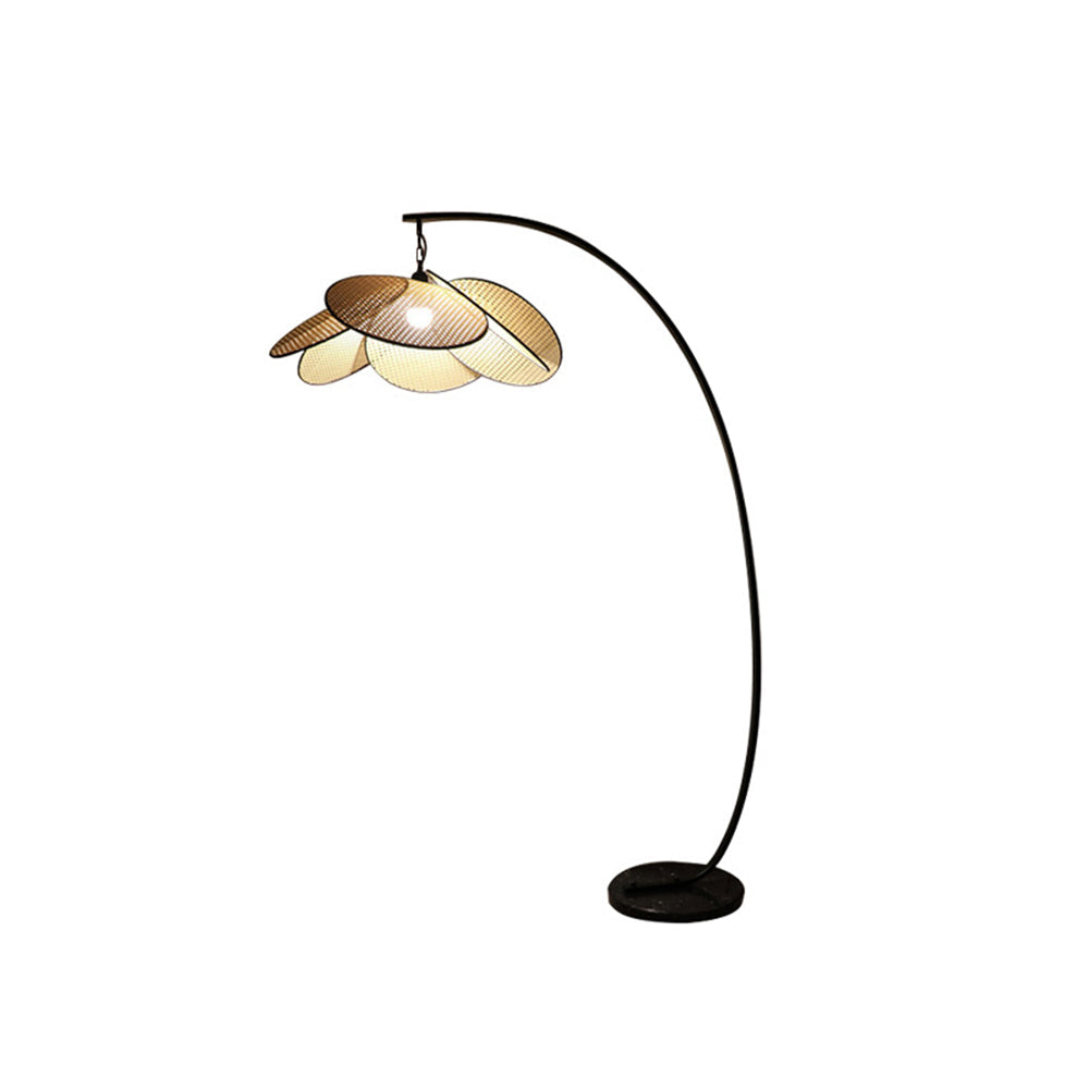 Ritta Vintage Diseño Metal/Ratán LED Lámpara de Pie Negro