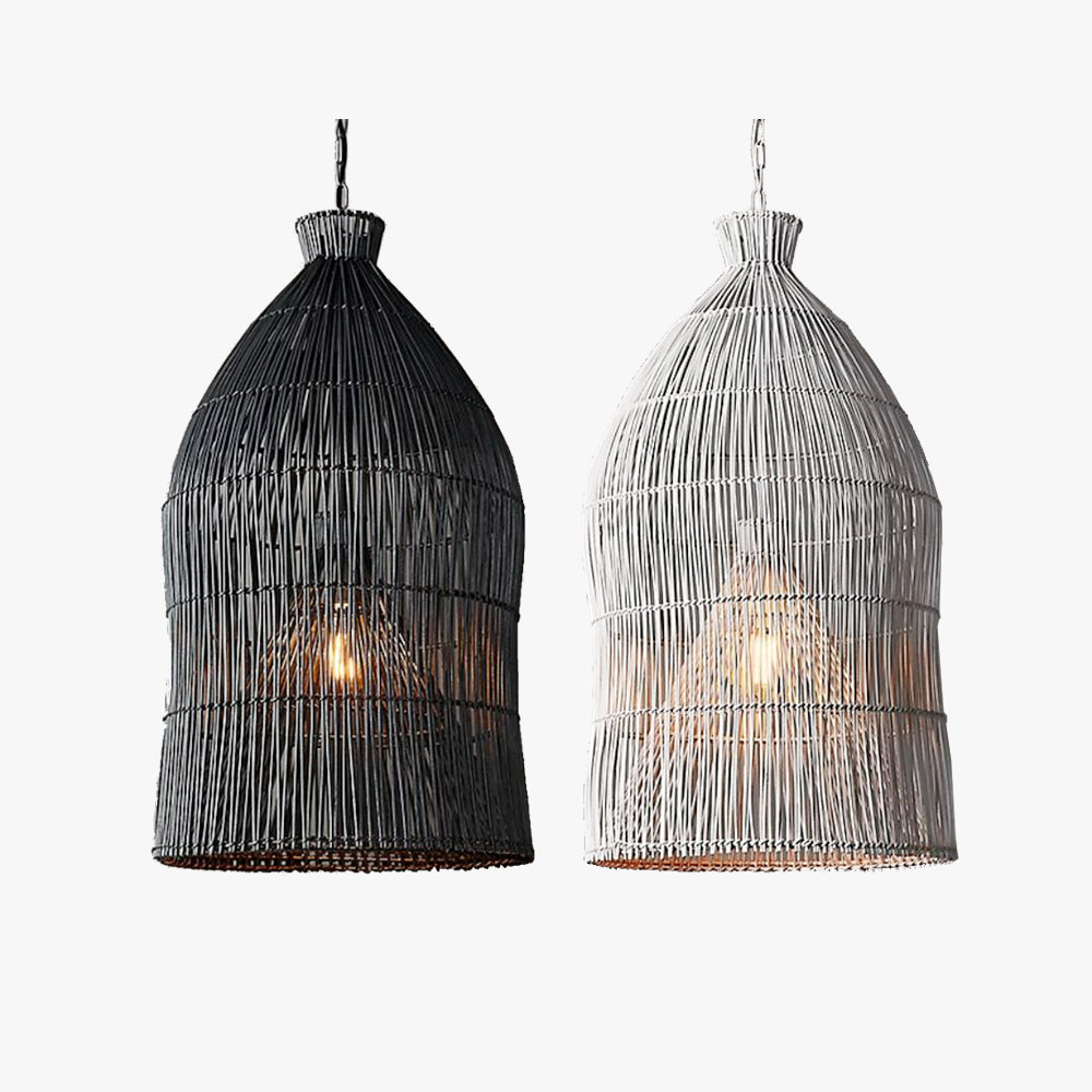 Muto Diseño Birdcage LED Metal/Rattan Lámpara Colgante