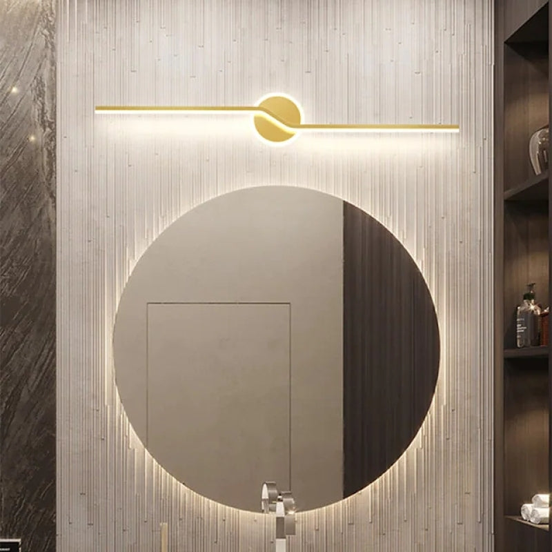 Leigh Moderno Diseño Lineal Aplique de Pared Para Espejo Negro/Dorado