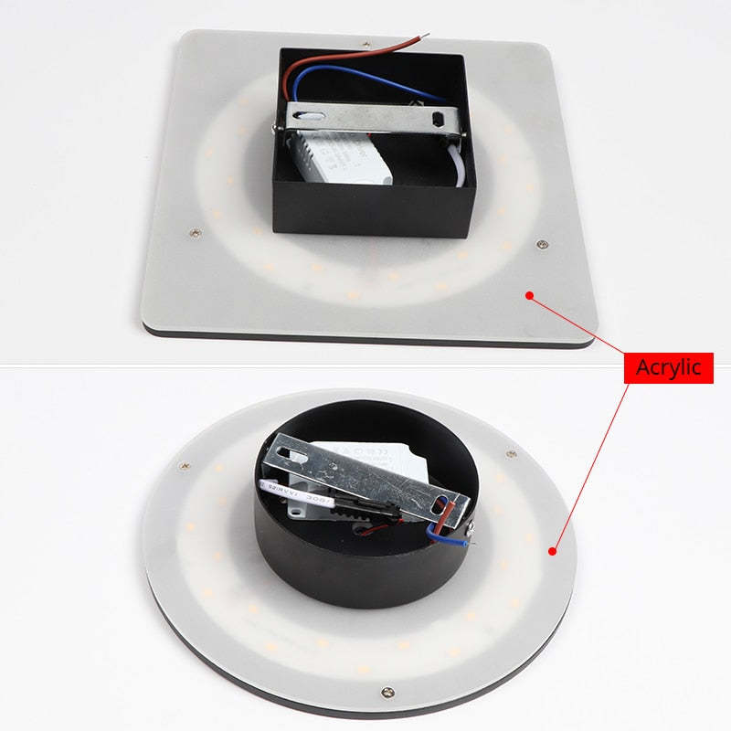 Orr Minimalista Moderno Redondo/Cuadrado Metal LED Aplique de Pared Exterior Negro/Blanco