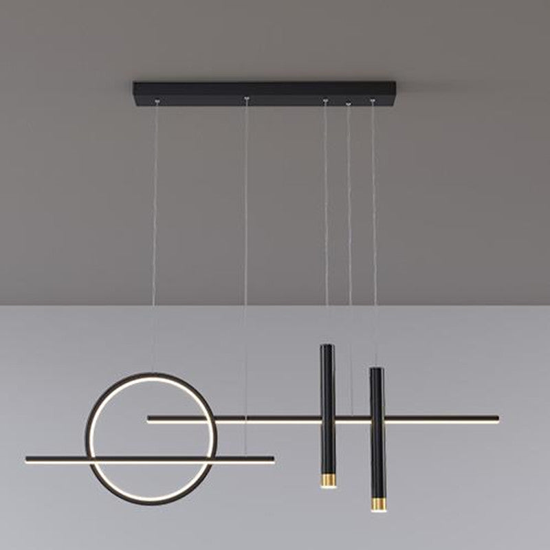 Madina Moderna Geométrica Metal Lámpara Colgante Negra/Dorada