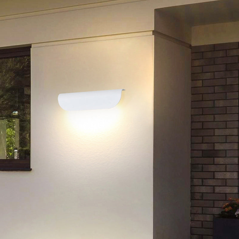 Auer Moderno Flexión Metal LED Aplique de Pared Exterior Negro/Blanco