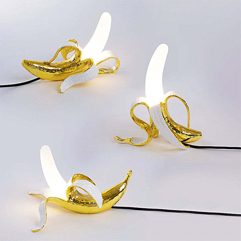 Celesta Diseño Moderna Plátano Lámpara de Mesa, Dorada/Amarilla