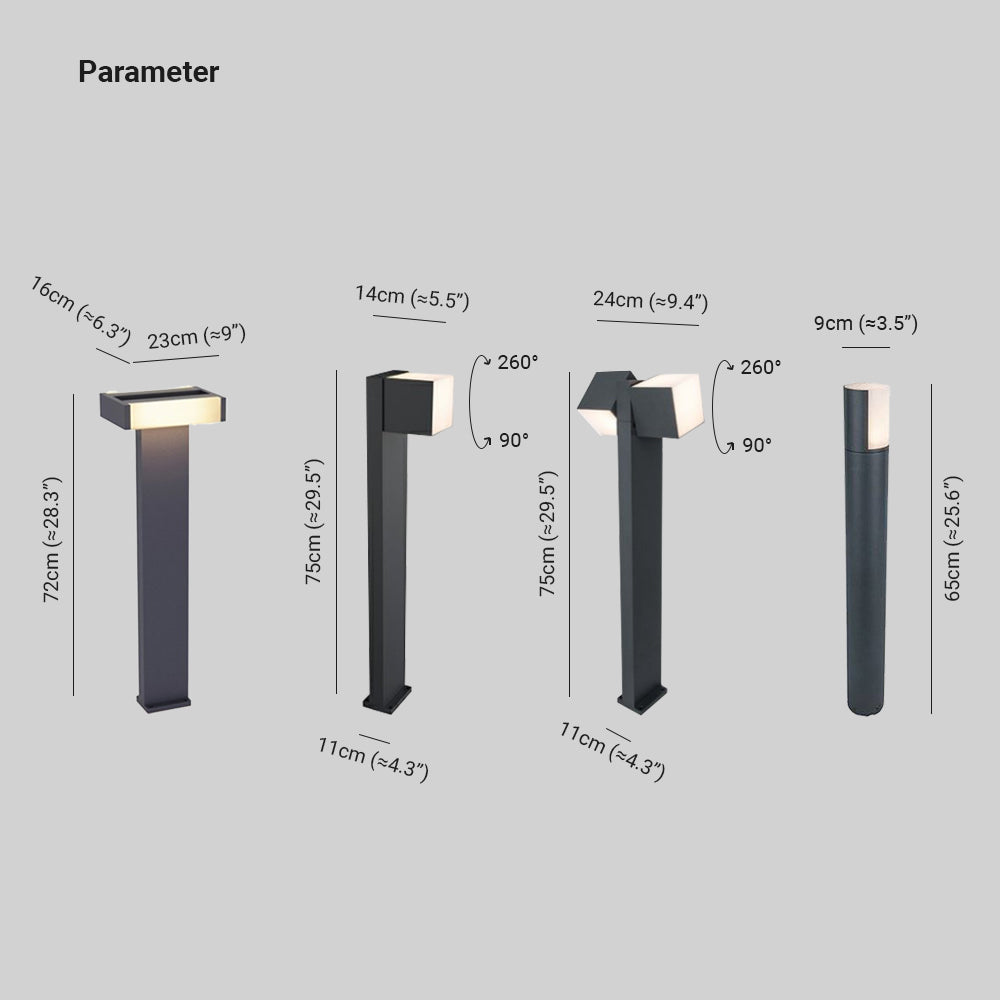 Pena Minimalista Columna Metal Lámpara Exterior Patio