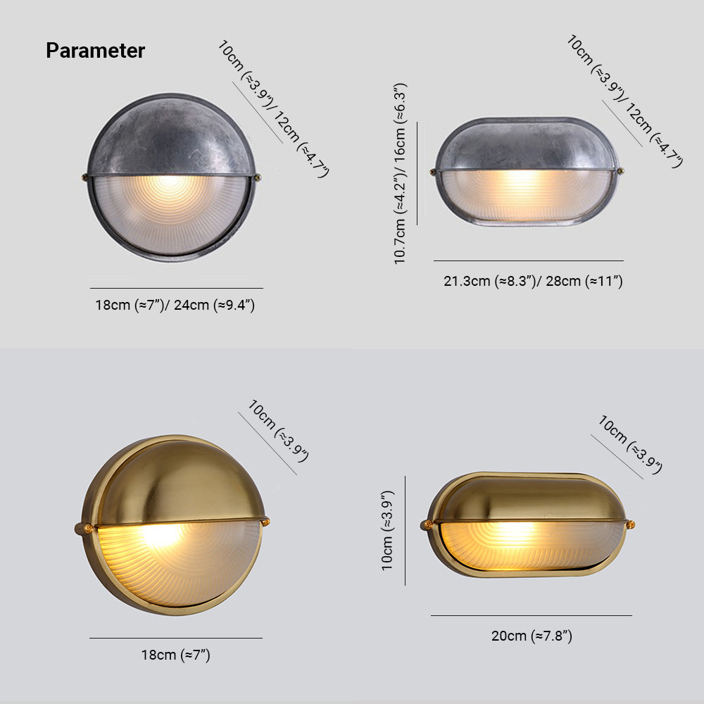 Orr Moderno Bola Estanco Aplique de Pared Exterior, Plata/Oro