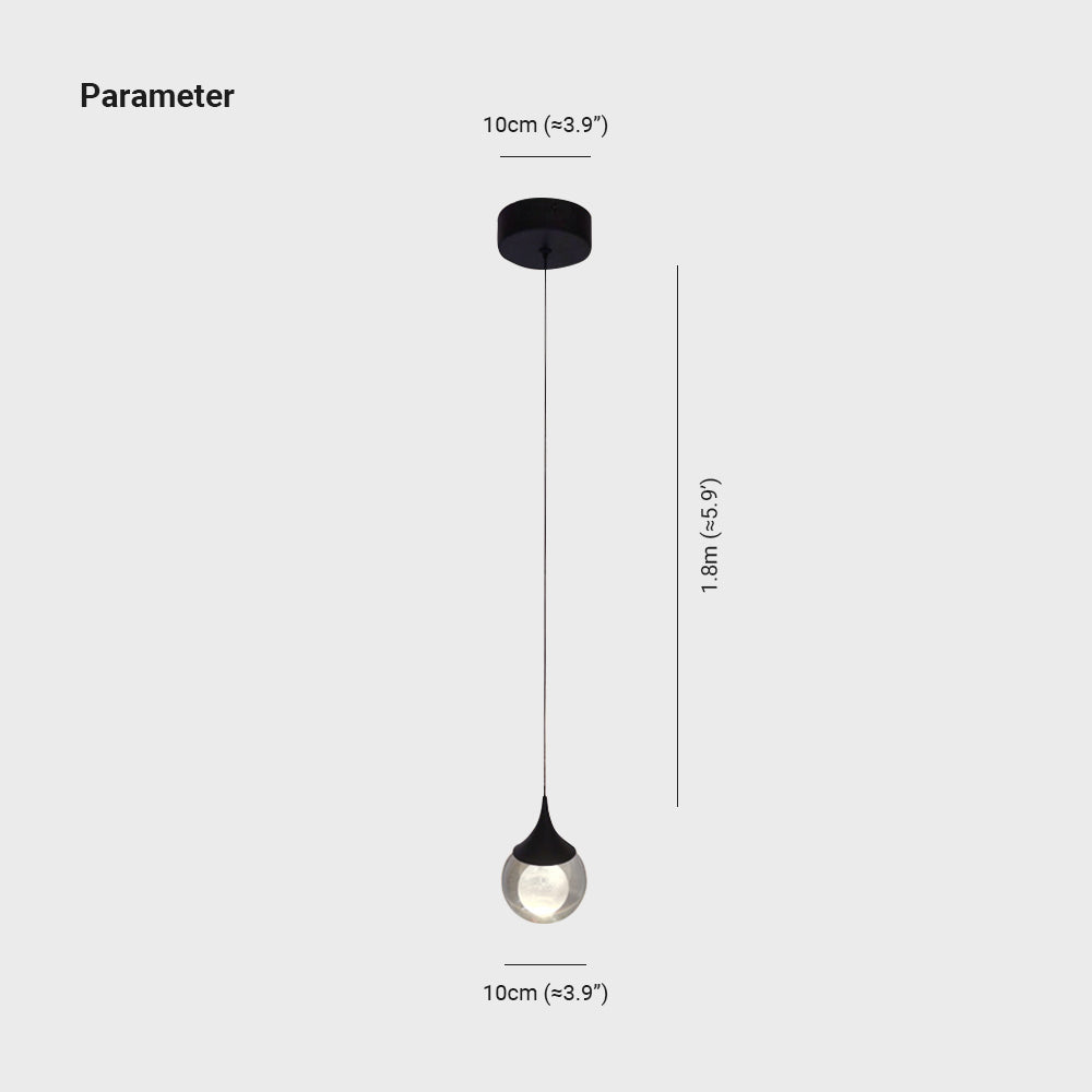Elif Moderno Diseño Lámpara Colgante de Gota, Negro, Metal/Cristal