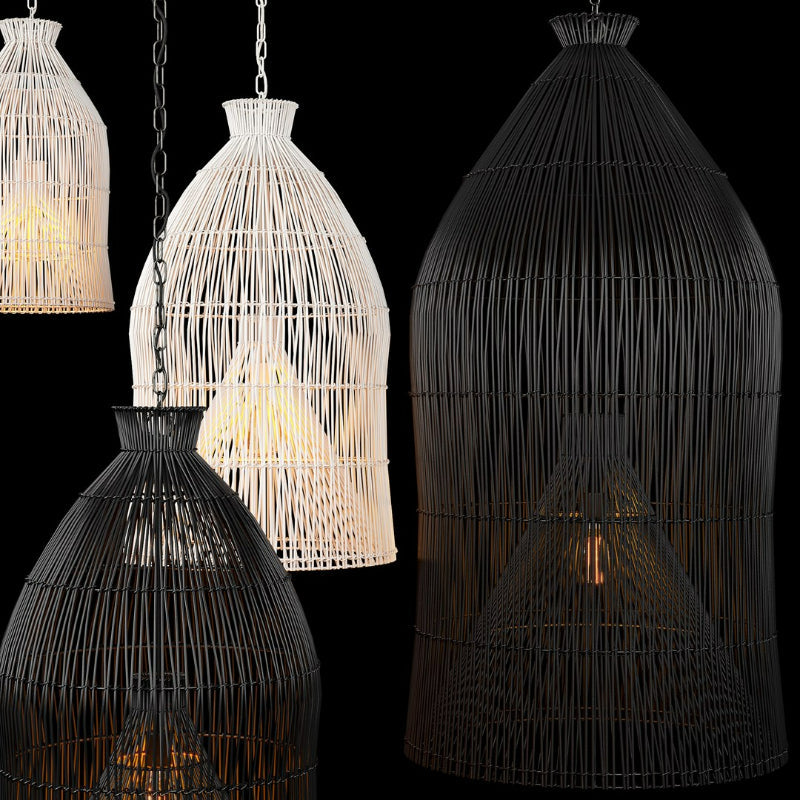 Muto Diseño Birdcage LED Metal/Rattan Lámpara Colgante