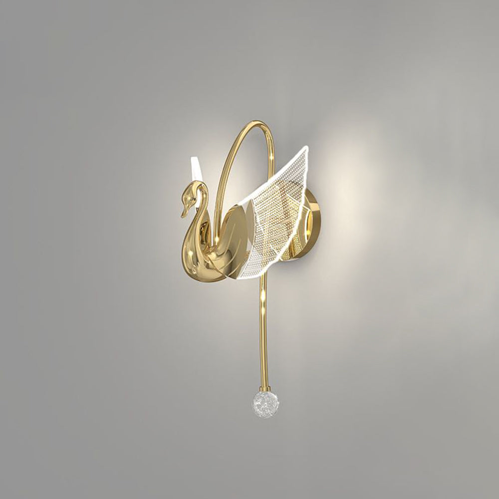 Kady Decorativo Cisne Metal/Acrílico Aplique de Pared, Oro Rosa/Dorado
